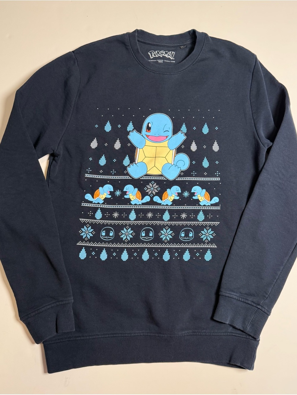 Pokémon "Jingle Shells" Squirtle Christmas Fleece Pullover Sweatshirt S Cozy